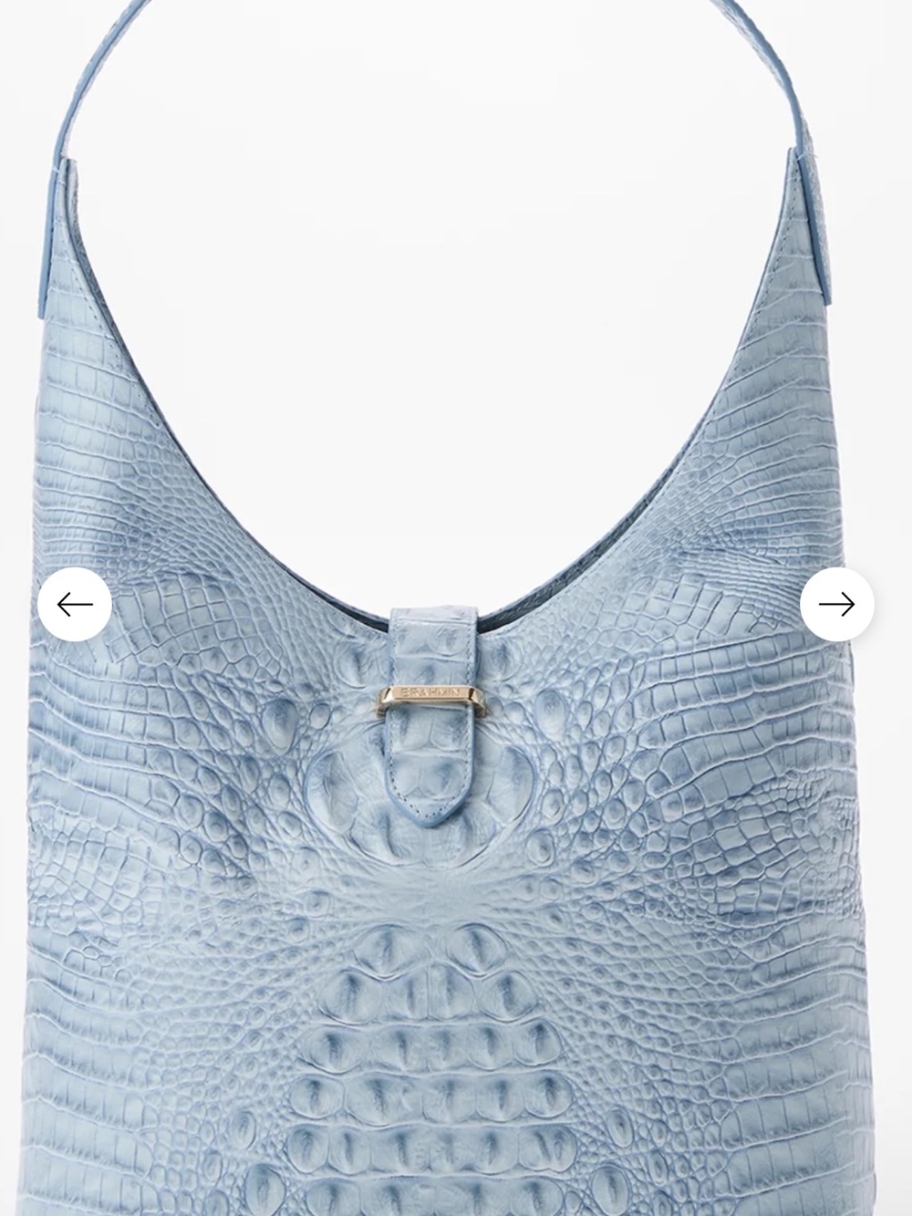 Brahmin Light Blue Croc-Embossed Leather Shoulder Hobo Gwynn Bag with Wallet - Picture 7 of 7
